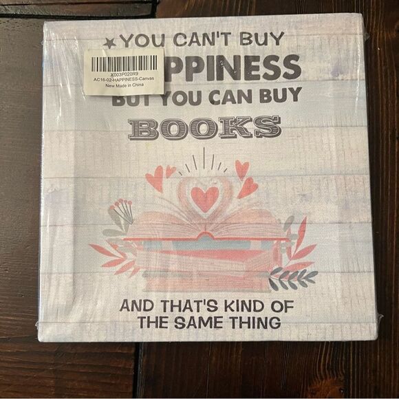 You Can’t Happiness But You Can Buy Books Canvas Signs (New) - Picture 1 of 2